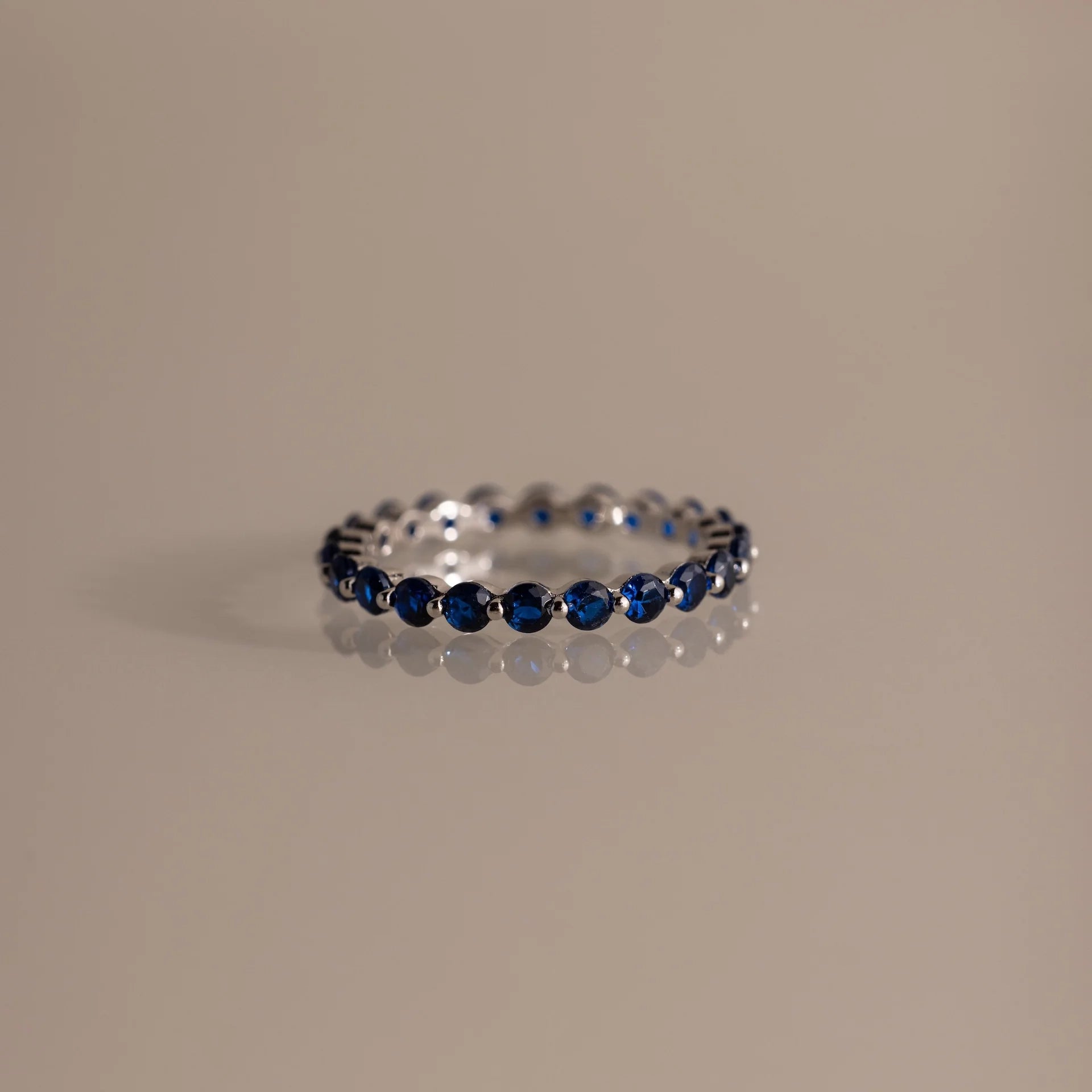 Lace Eternity Sapphire Ring Silver 18K Gold Plated