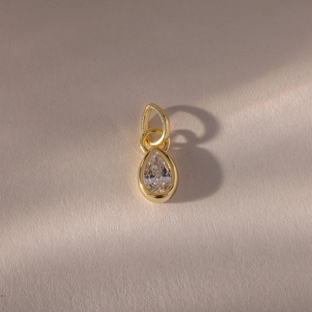 Teardrop Diamond Charm Silver 18K Gold Plated