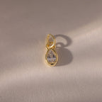 Teardrop Diamond Charm Silver 18K Gold Plated