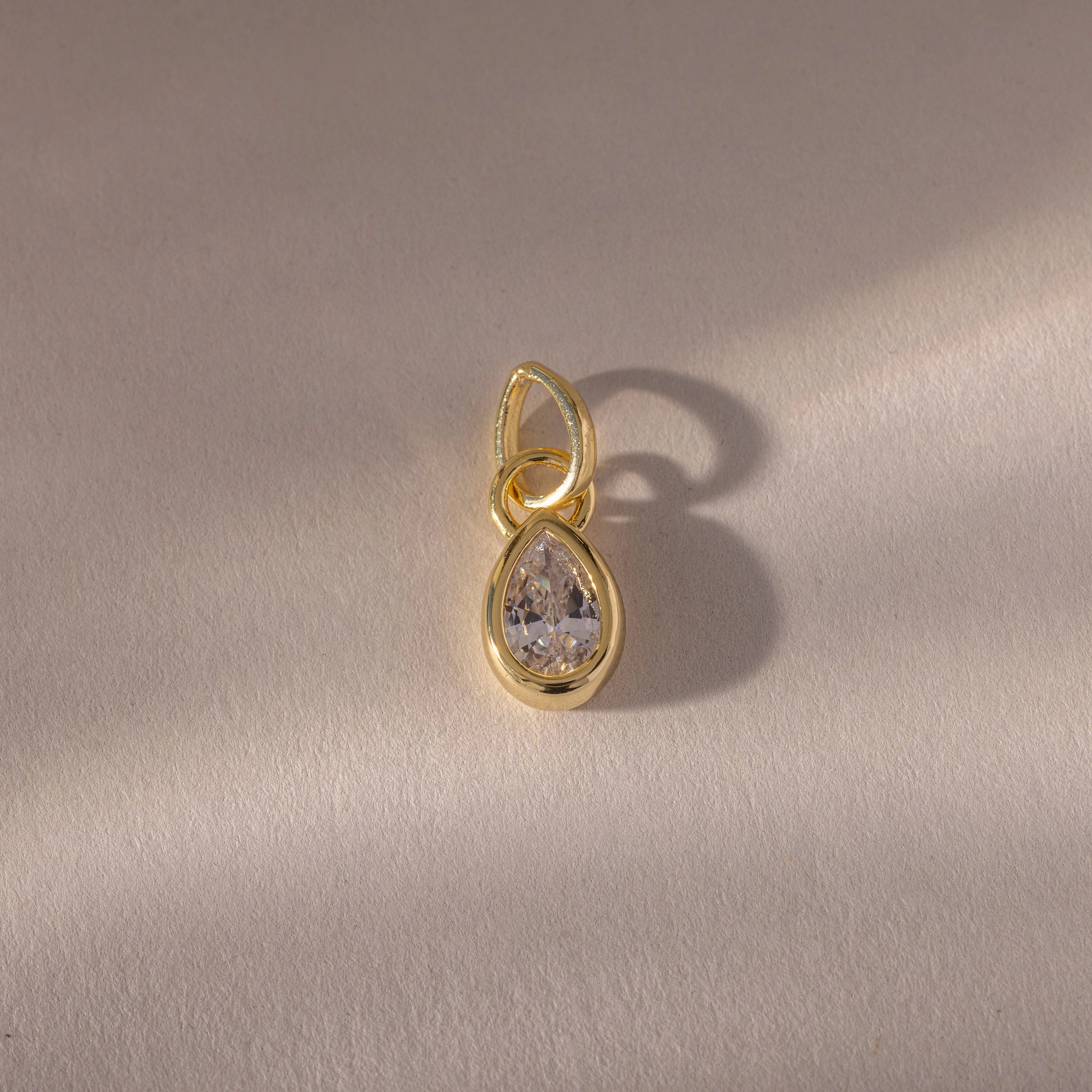Teardrop Diamond Charm Silver 18K Gold Plated