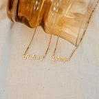 Name Necklace in Box Chain Silver 18K Gold Plated