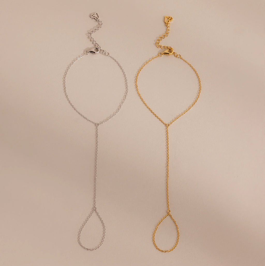 Dainty Hand Chain Bracelet Silver 18K Gold Plated