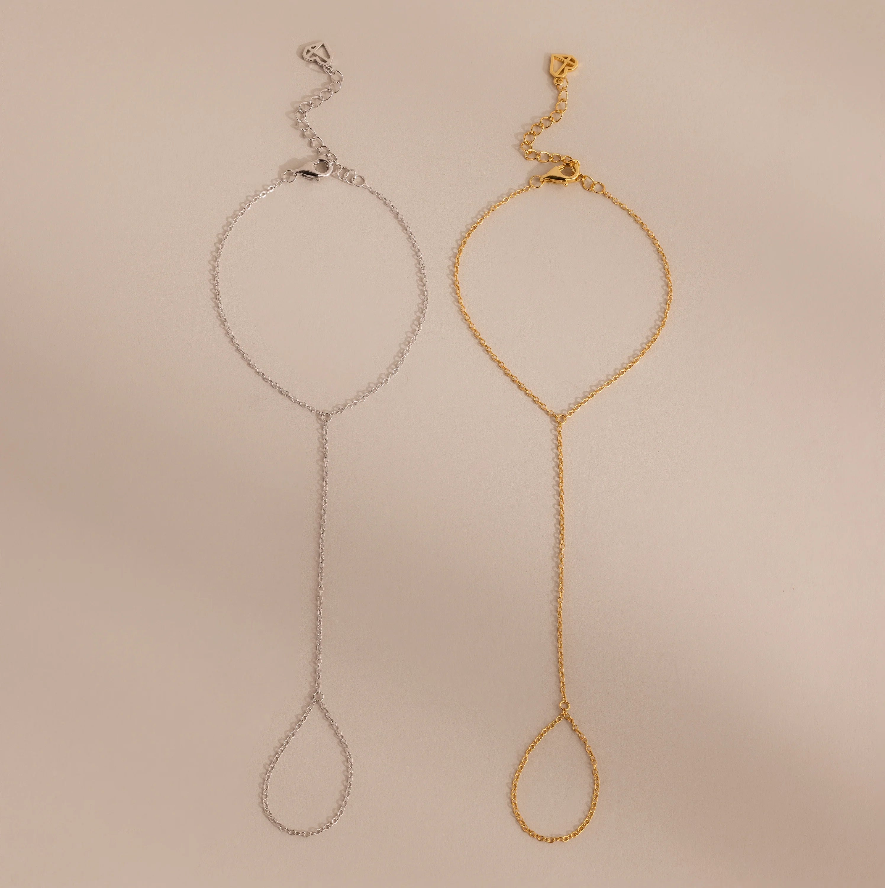 Dainty Hand Chain Bracelet Silver 18K Gold Plated