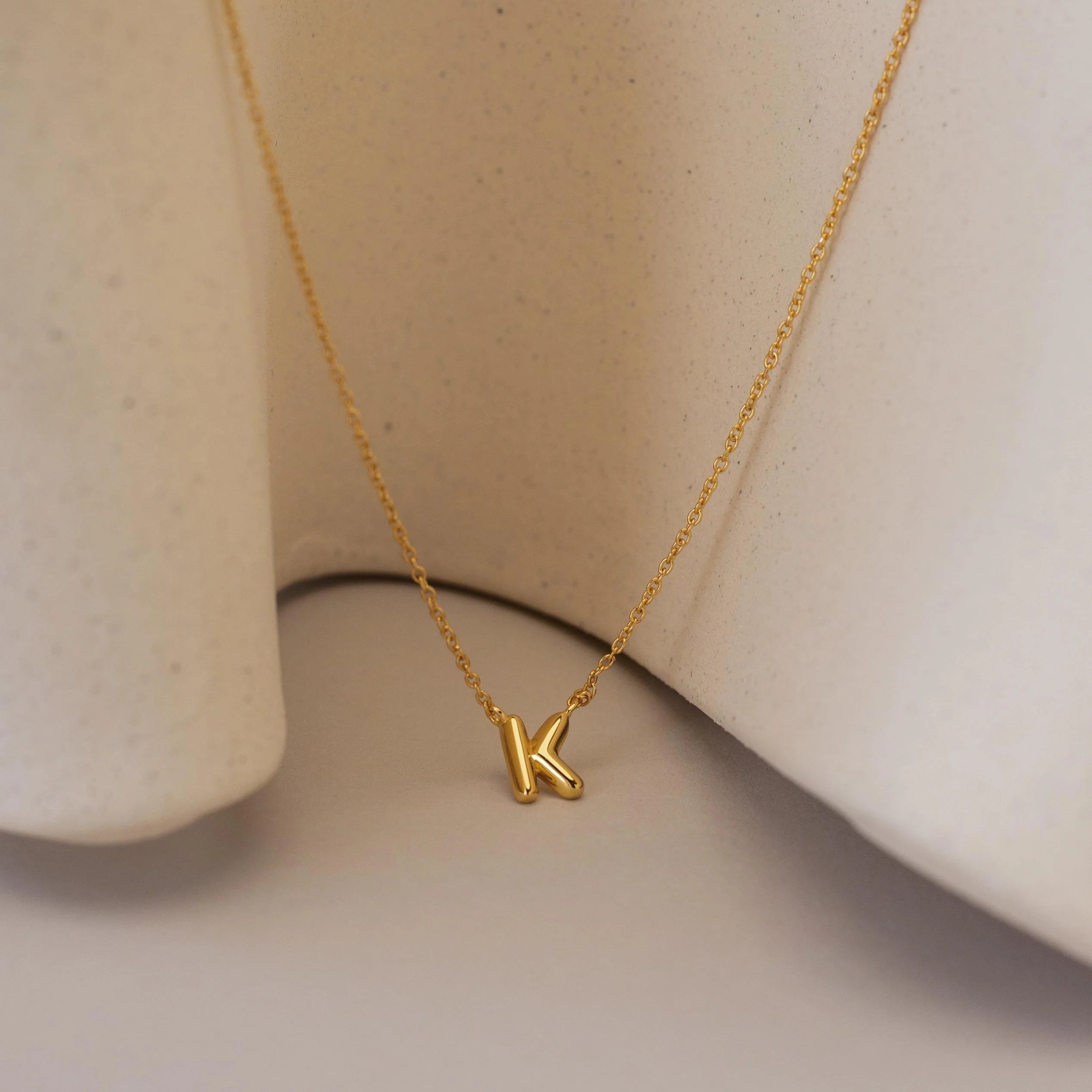 Dainty Bubble Letter Necklace Silver 18K Gold Plated