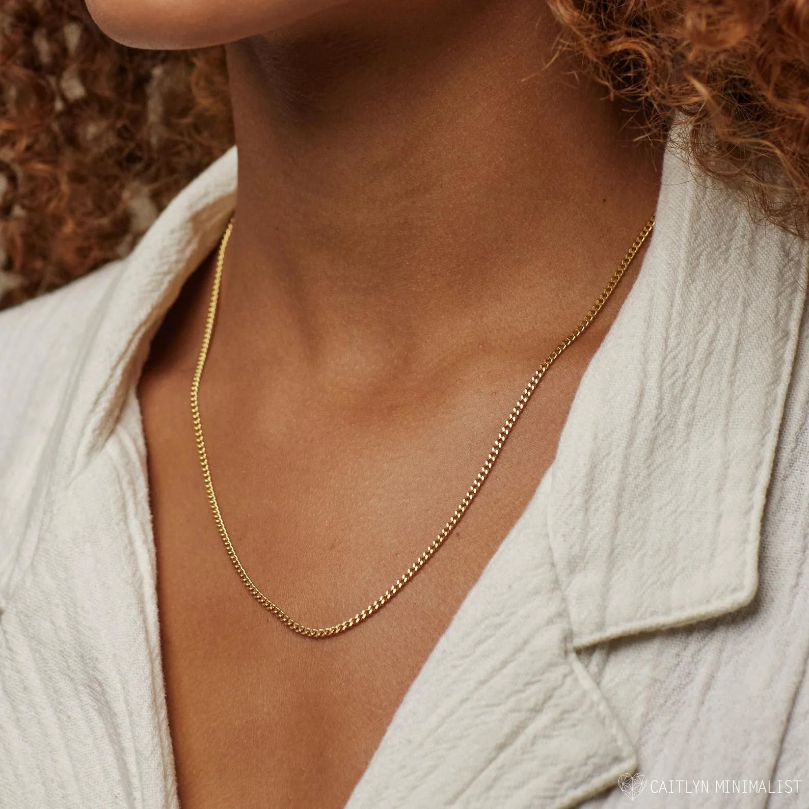 Curb Chain Necklace Silver 18K Gold Plated