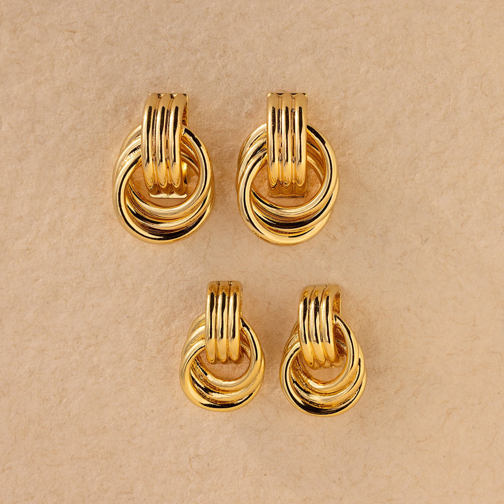 Triple Knot Earrings Silver 18K Gold Plated