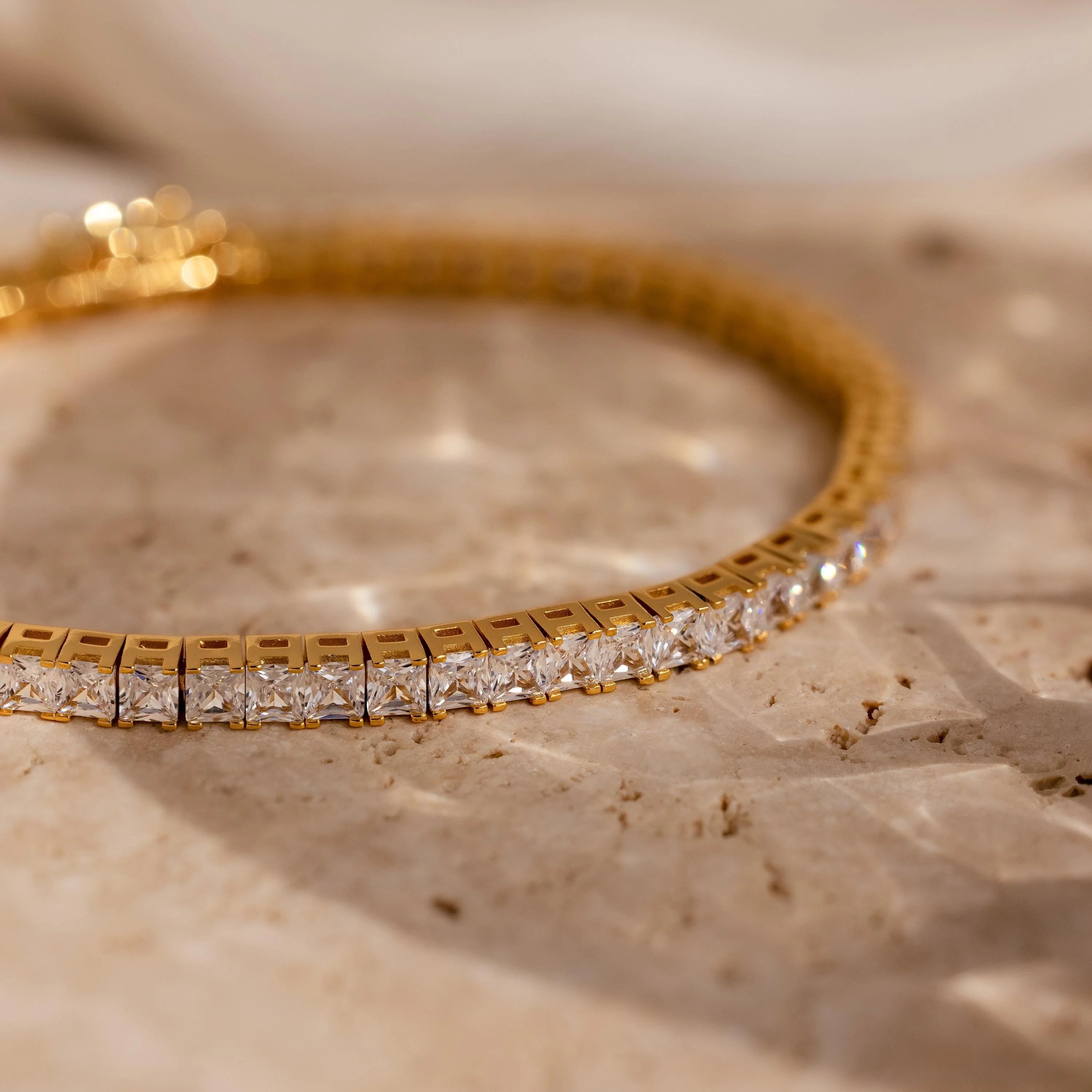 Princess Cut Diamond Tennis Bracelet Silver 18K Gold Plated