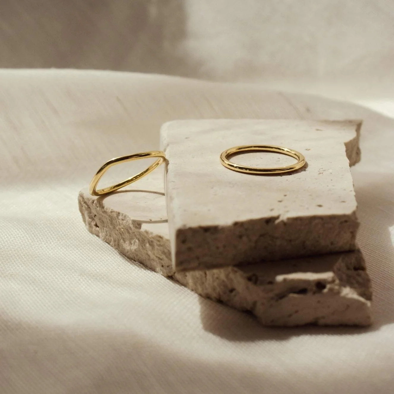 Dainty Wave Band Silver 18K Gold Plated