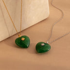 Jade Heart North Star Necklace Silver 18K Gold Plated
