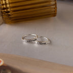 Birth Flower Bar Ring Silver 18K Gold Plated