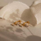 Diamond Butterfly Drop Huggies Silver 18K Gold Plated