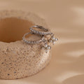 Diamonds Pearl Ivy Flower Huggies Silver 18K Gold Plated