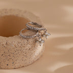 Diamonds Pearl Ivy Flower Huggies Silver 18K Gold Plated