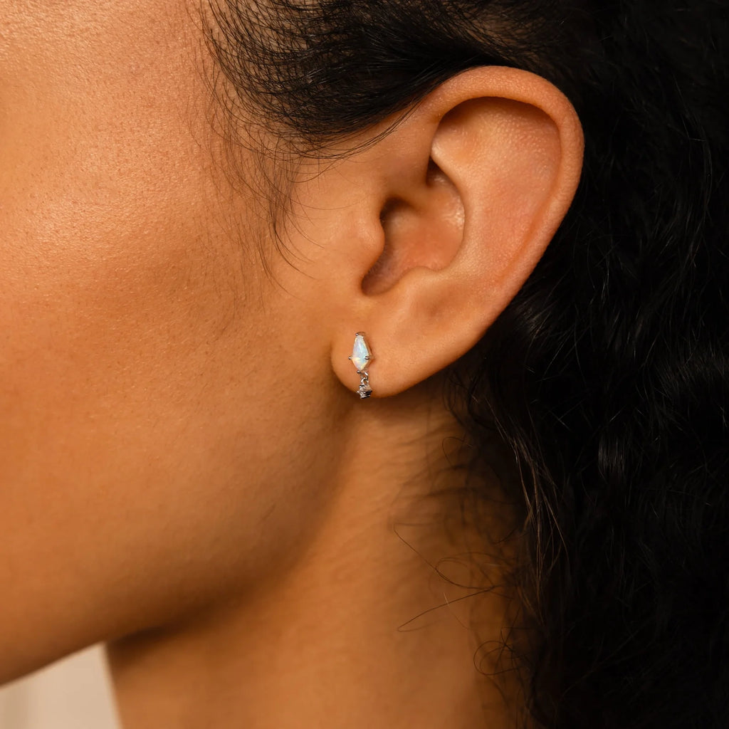 Diamond Art Deco Drop Studs Silver 18K Gold Plated
