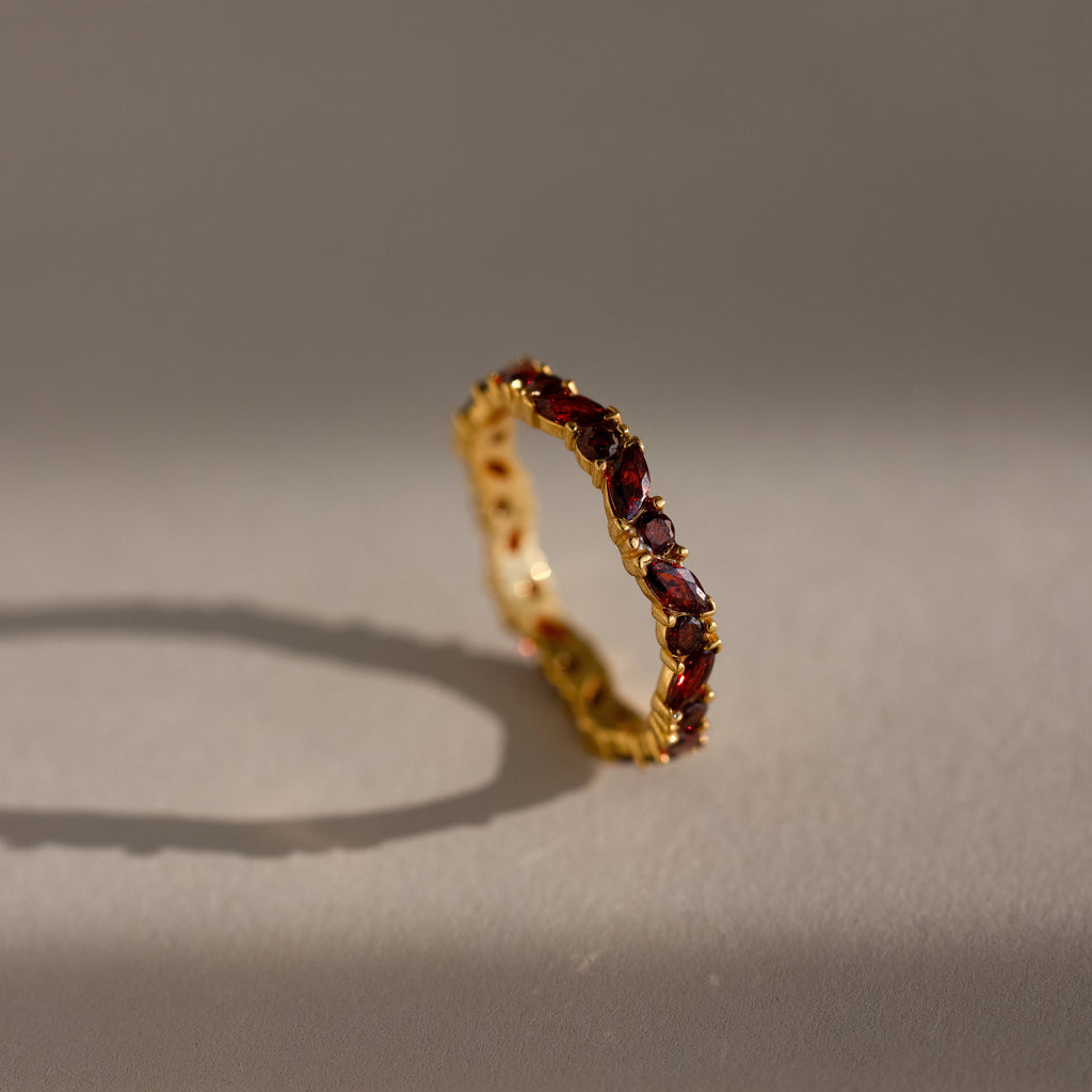 Staggered Marquise Birthstone Ring  Silver 18K Gold Plated