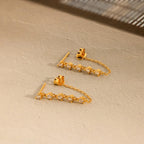 Diamond Chain Drop Earrings Silver 18K Gold Plated