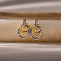 Mixed Metal Linked Earrings Silver 18K Gold Plated