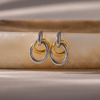 Mixed Metal Linked Earrings Silver 18K Gold Plated