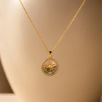 Diamond Sunrise Pendant Necklace Silver 18K Gold Plated