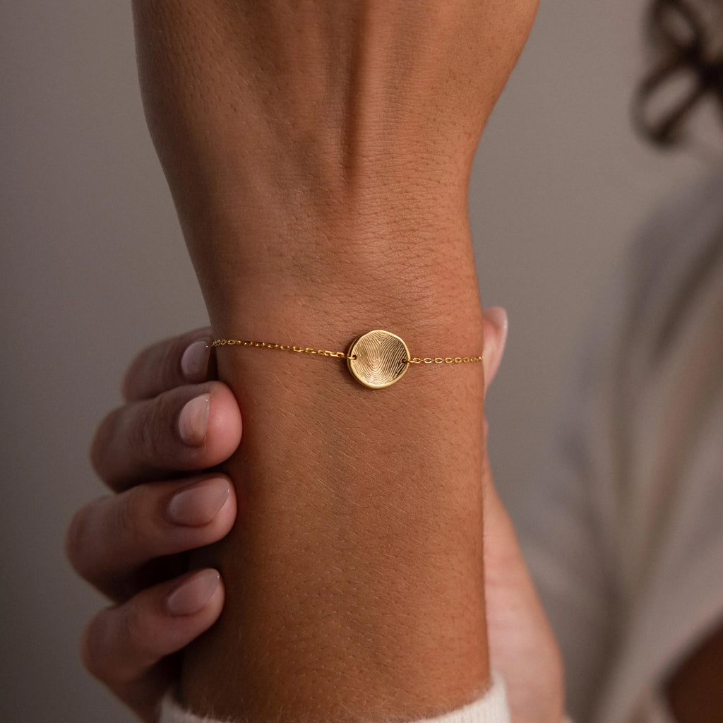 Dainty Fingerprint Bracelet Silver 18K Gold Plated