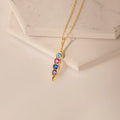 Vertical Pod Birthstone Necklace Silver 18K Gold Plated