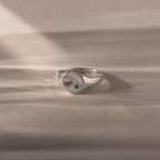 North Star Zircon Signet Ring Silver 18K Gold Plated