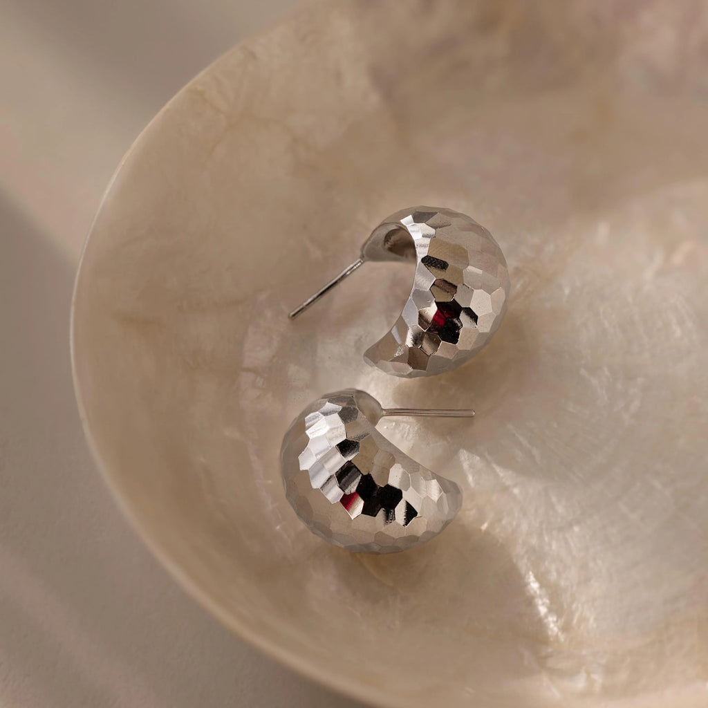 Bold Disco Earrings Silver 18K Gold Plated