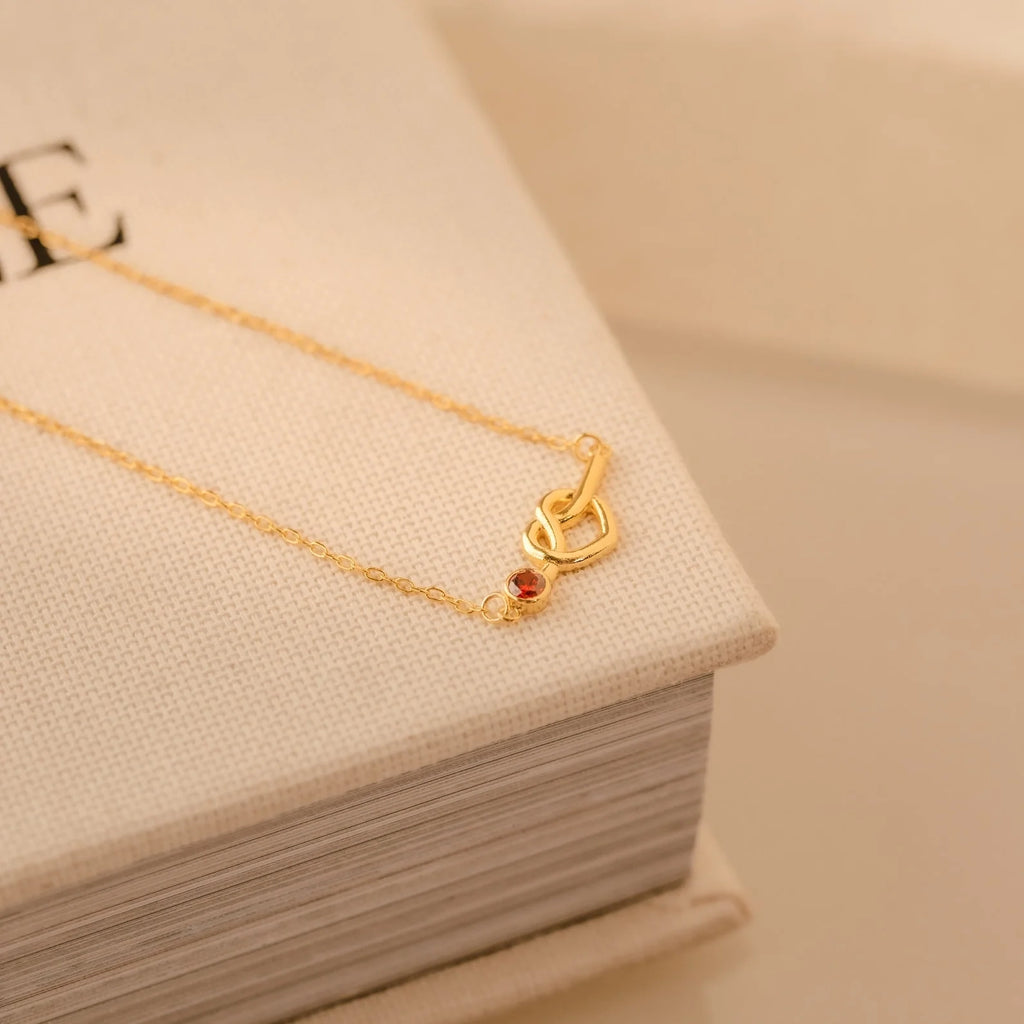 Love Knot Birthstone Necklace Silver 18K Gold Plated