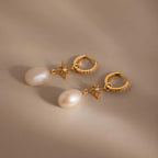 Diamonds North Star Pearl Hoops Silver 18K Gold Plated
