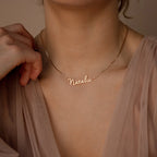 Callie Box Chain Name Necklace Silver 18K Gold Plated