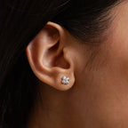 Diamond Pearl Flower Studs Silver 18K Gold Plated