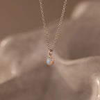 Opal Diamond Necklace Silver 18K Gold Plated