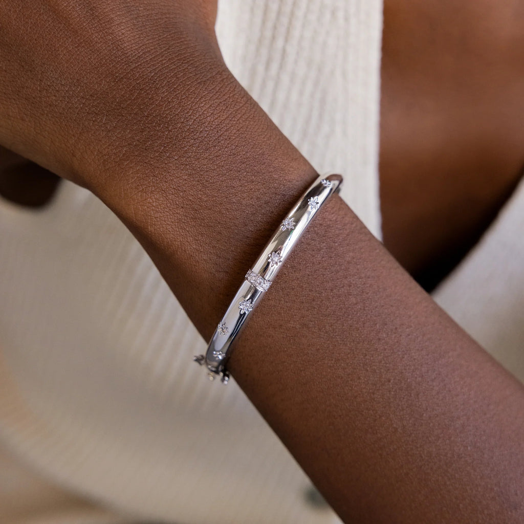 North Star Bangle Bracelet Silver 18K Gold Plated