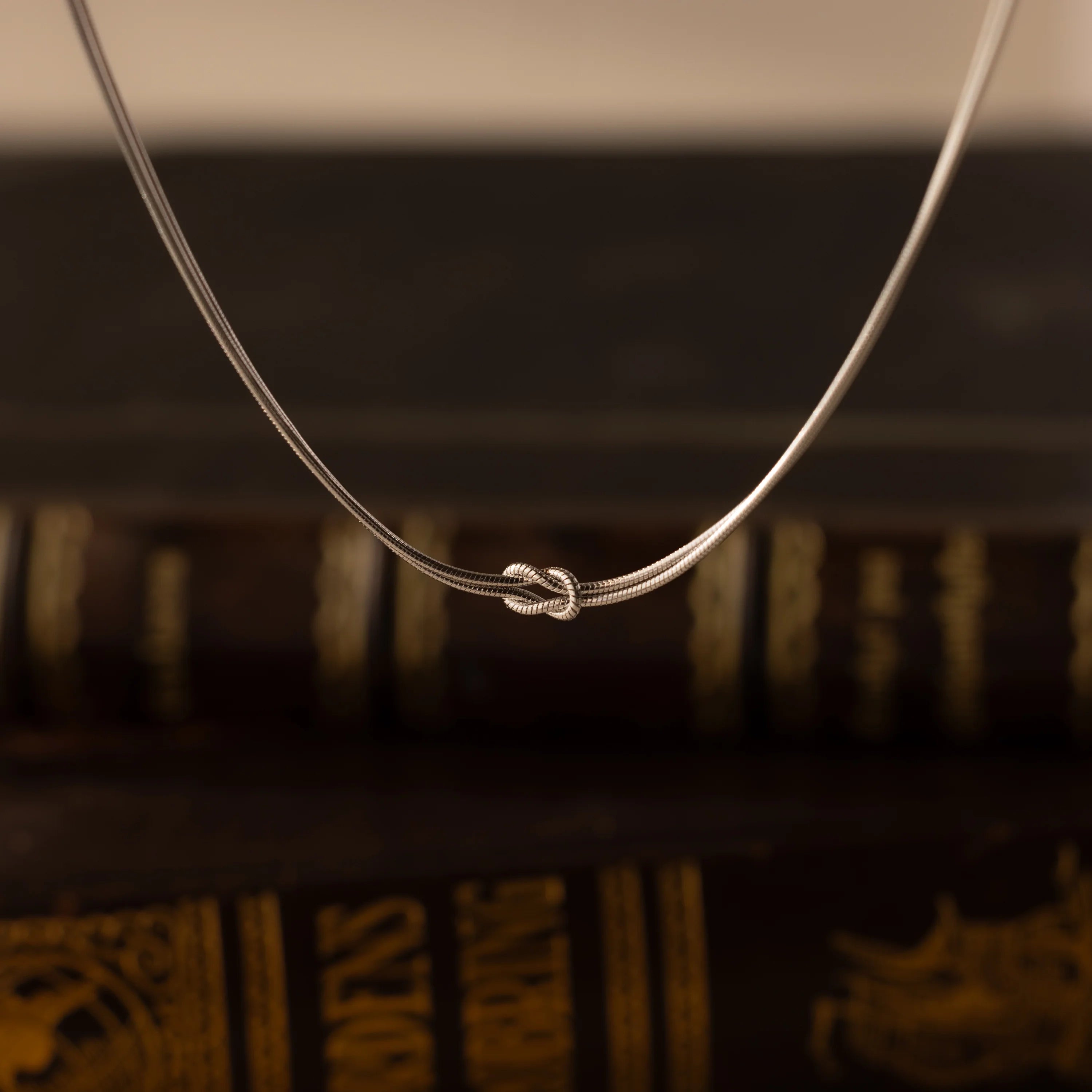 Love Knot Chain Necklace Silver 18K Gold Plated