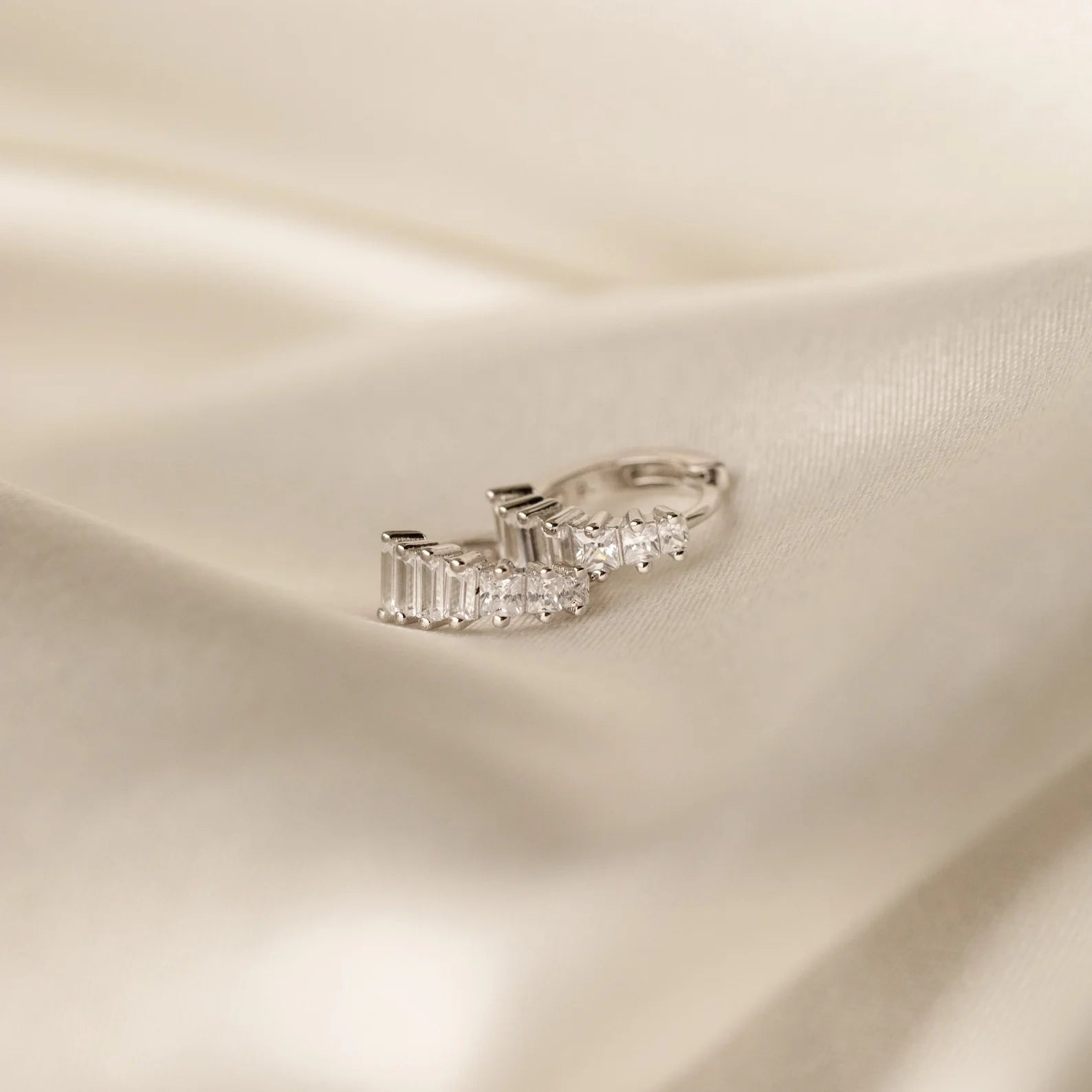 Diamond Art Deco Huggies Silver 18K Gold Plated