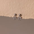 Diamond Bow Drop Studs Silver 18K Gold Plated