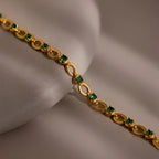 Emerald Chain Tennis Bracelet Silver 18K Gold Plated