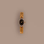 Diamond Pave Onyx Timepiece Silver 18K Gold Plated