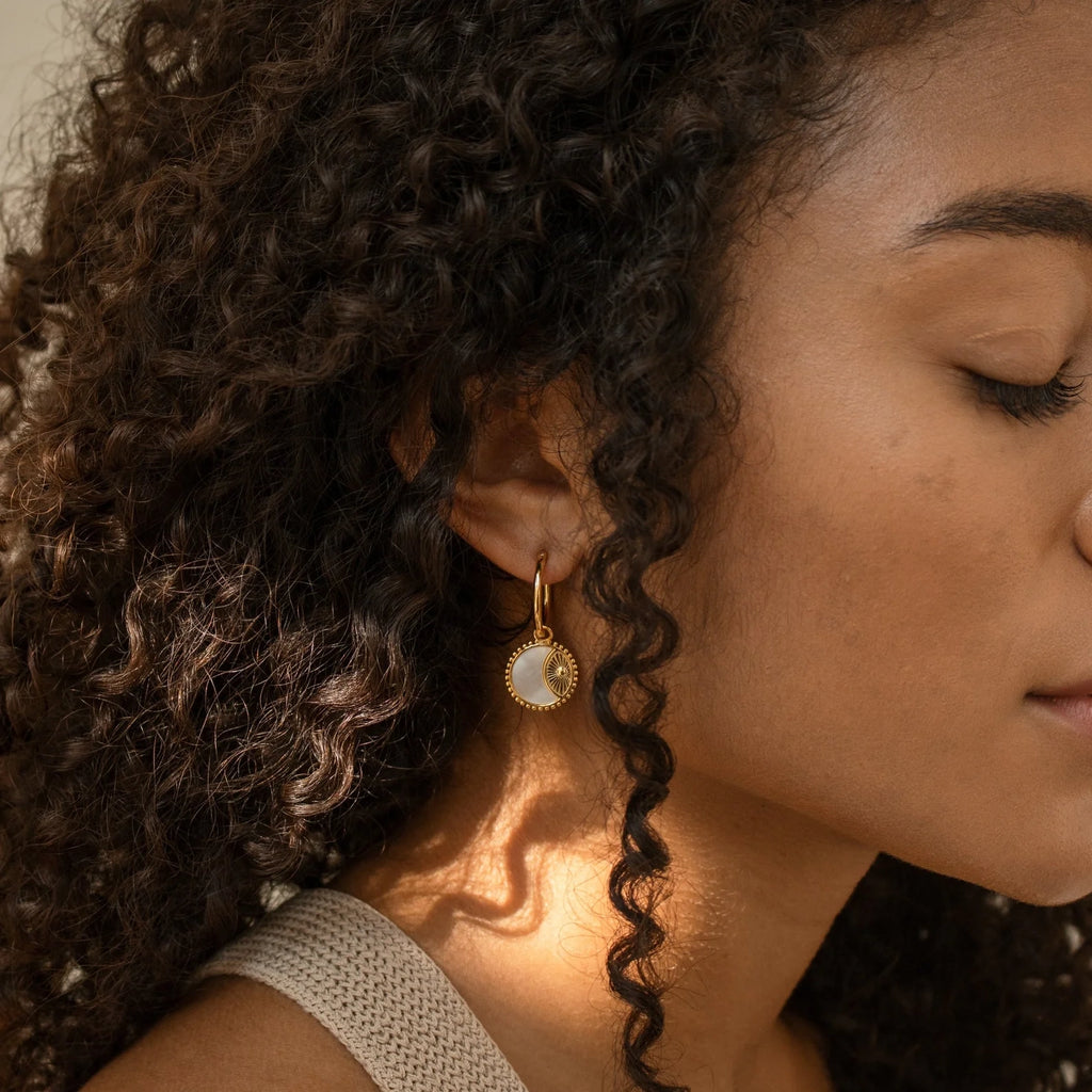 Pia Pearl Coin Hoops Silver 18K Gold Plated