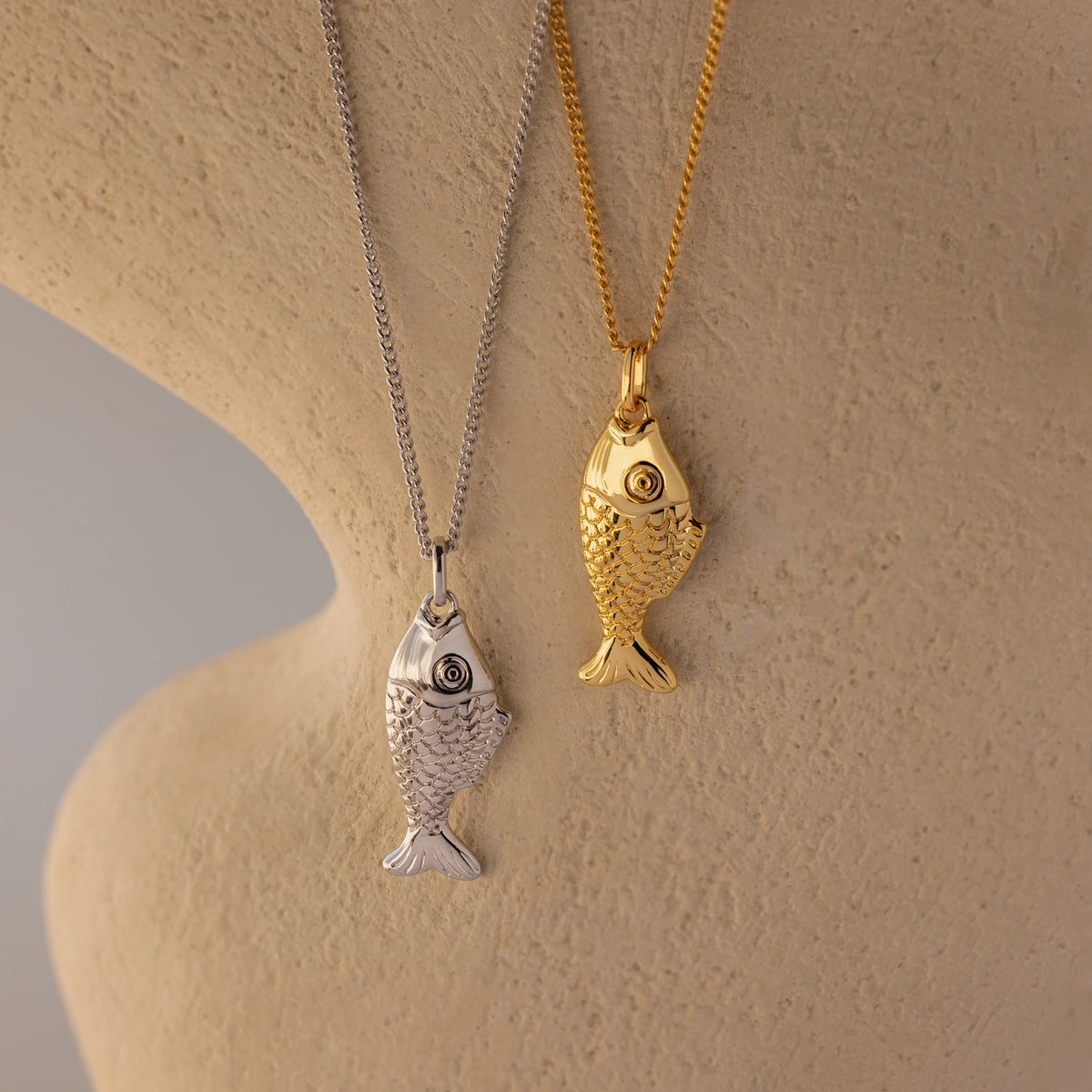 Fish Charm Necklace Silver 18K Gold Plated