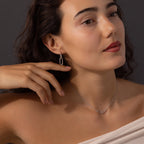 Linked Charm Necklace and Earrings Set Silver 18K Gold Plated