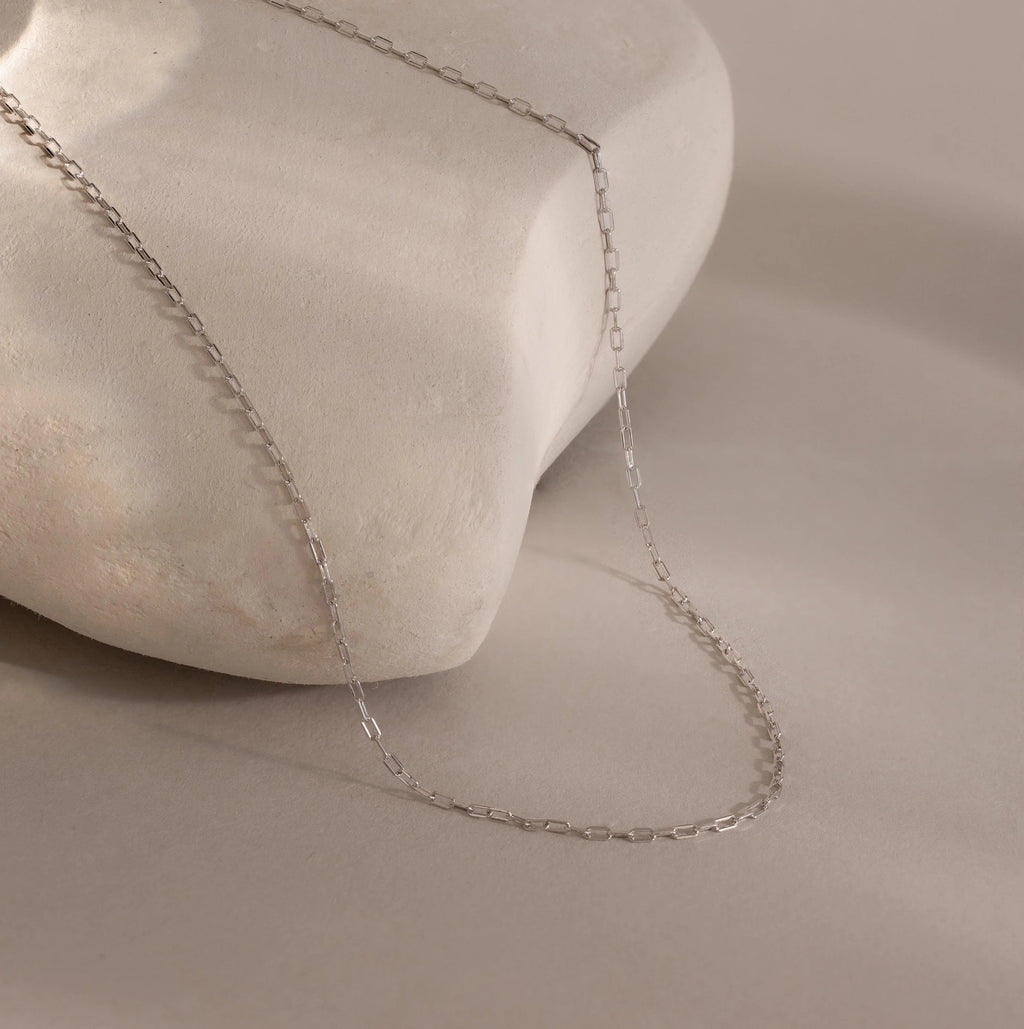 Dainty Paperclip Necklace Silver 18K Gold Plated