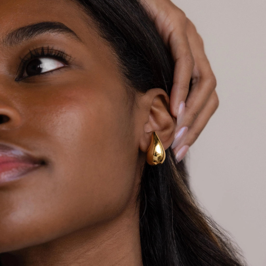 Chunky Tear Drop Studs Silver 18K Gold Plated