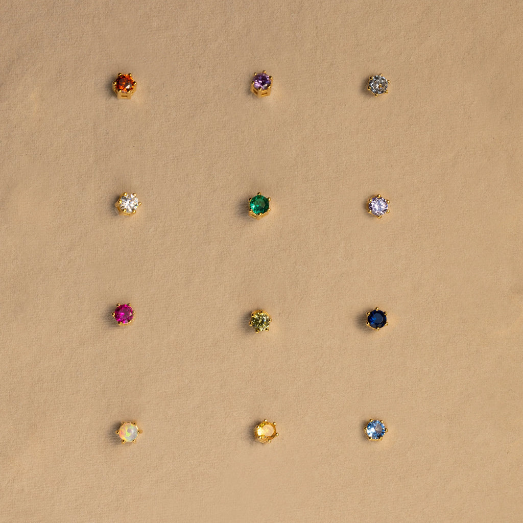Opal Flatback Studs Silver 18K Gold Plated