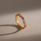 Staggered Marquise Pink Tourmaline Ring Silver 18K Gold Plated