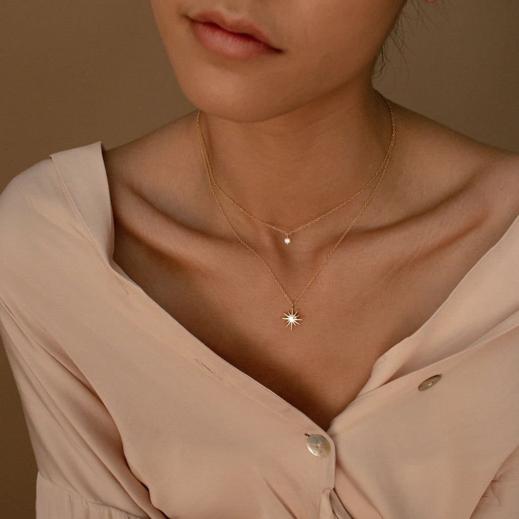 Diamond Starburst Duo Necklace Plated