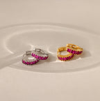Genevieve Amethyst Huggies Silver 18K Gold Plated