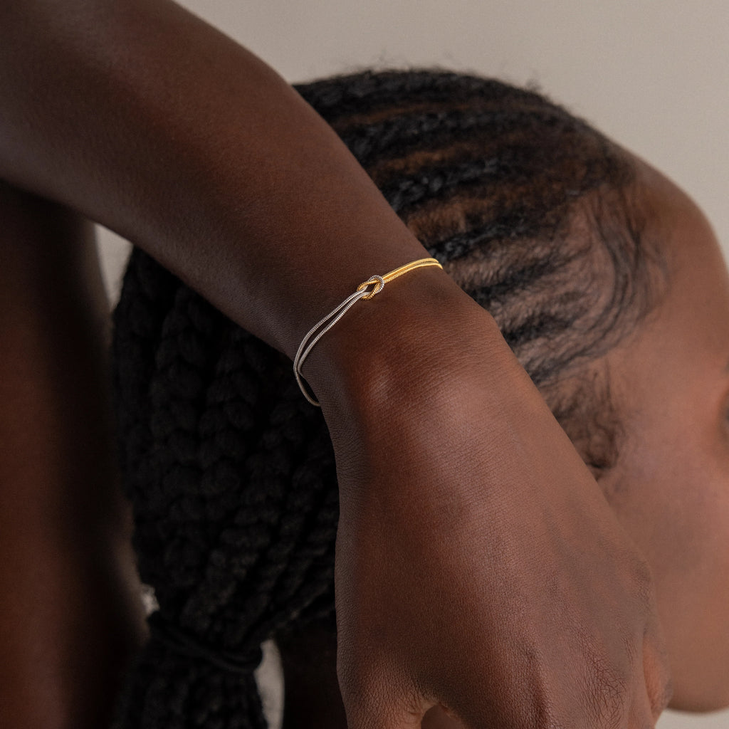 Mixed Metal Knot Bracelet in Silver 18K Gold Plated