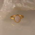 Moonstone Signet Ring Silver 18K Gold Plated