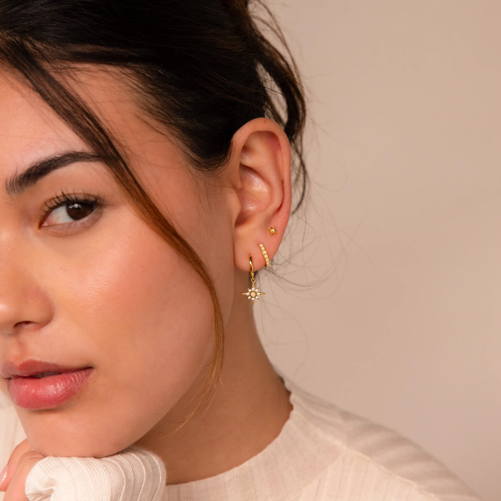Opal Starburst Earrings Set Silver 18K Gold Plated